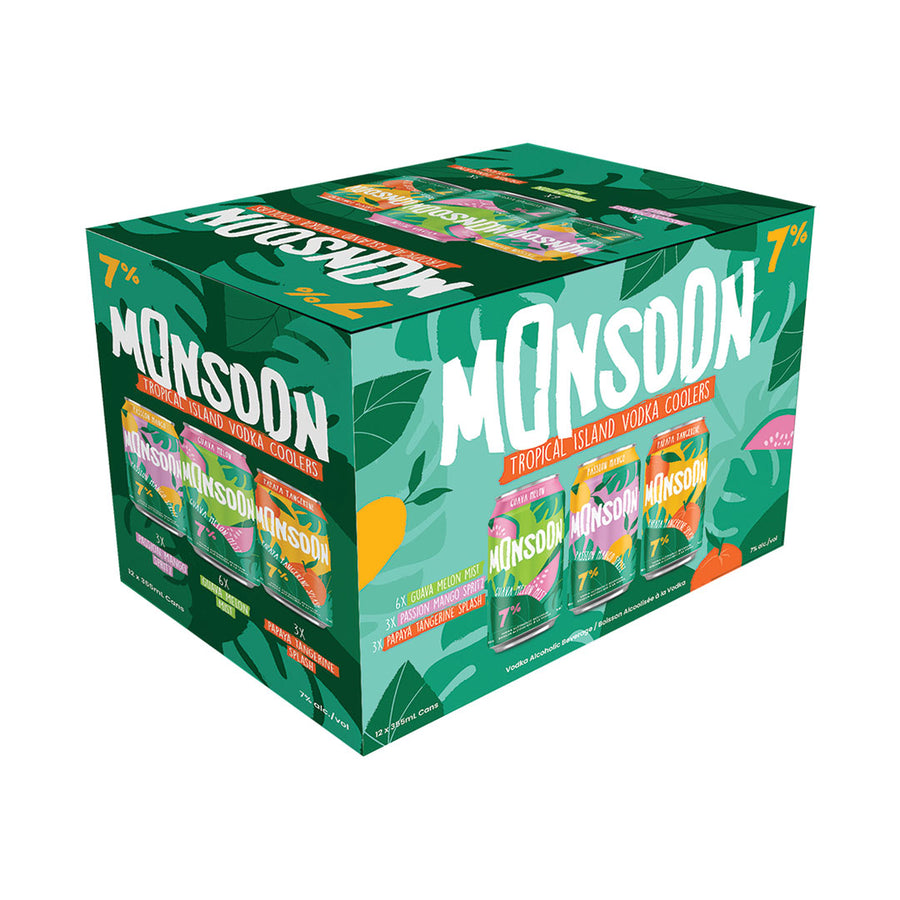 Monsoon Tropical Island Vodka Coolers Mixer Pack - 12x355mL | 292923 | Liquor & Spirit-Based Cocktails | Cascadia Liquor