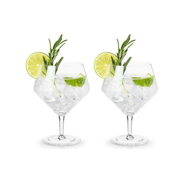 Viski Angled Crystal Gin & Tonic Glass Set - EACH