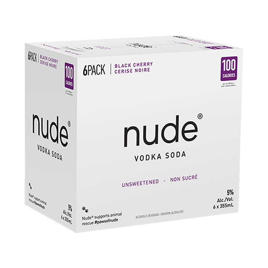 Nude Black Cherry Vodka Soda - 6x335mL | 66016 | Flavored Alcoholic Beverages | Cascadia Liquor