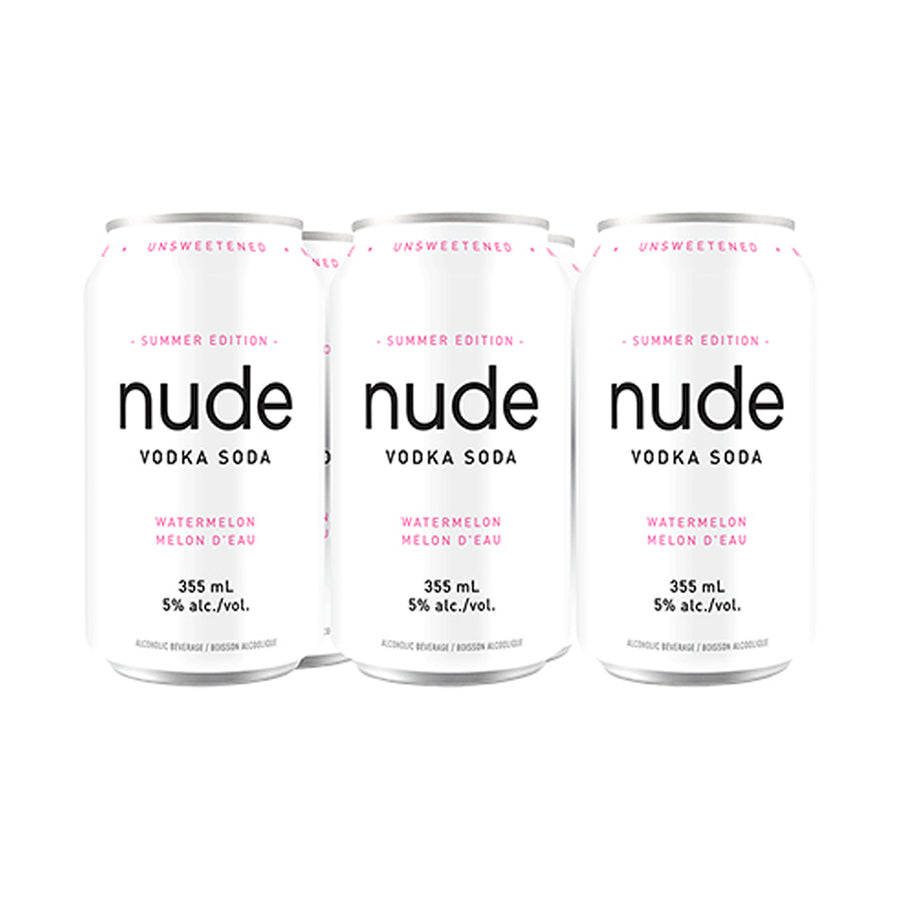 Nude Watermelon Vodka Soda - 6x355mL | 73695 | Flavored Alcoholic Beverages | Cascadia Liquor