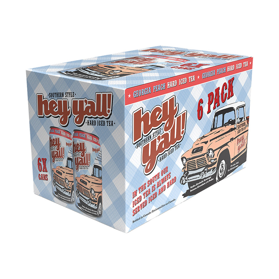 Hey Y'All Iced Tea Georgia Peach - 6x341mL | 744052 | Flavored Alcoholic Beverages | Cascadia Liquor